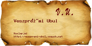 Veszprémi Ubul névjegykártya